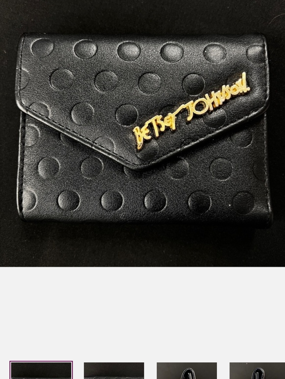 Betsey Johnson Black Polka Dot Envelope Wallet